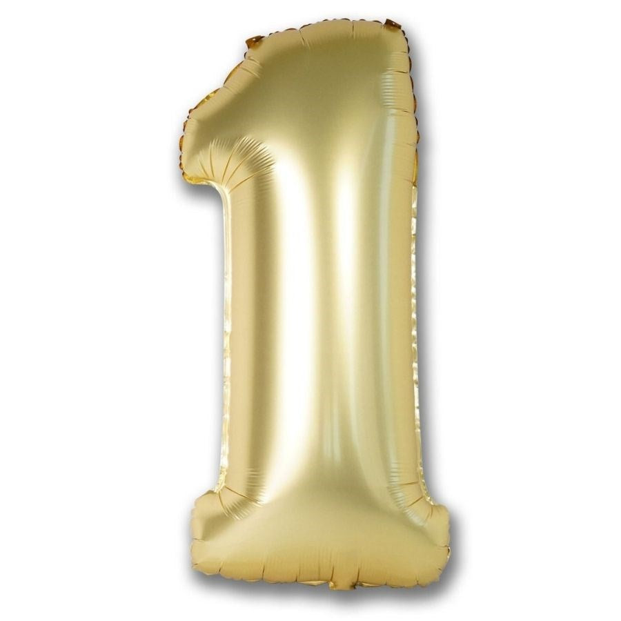 Gold number 1 balloon on a white background