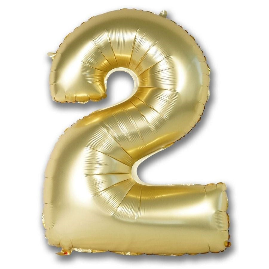 Gold number 2 balloon on a white background