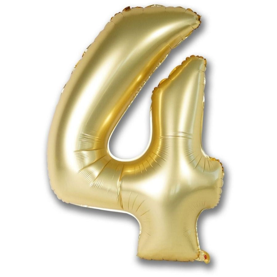 Gold number 4 balloon on a white background