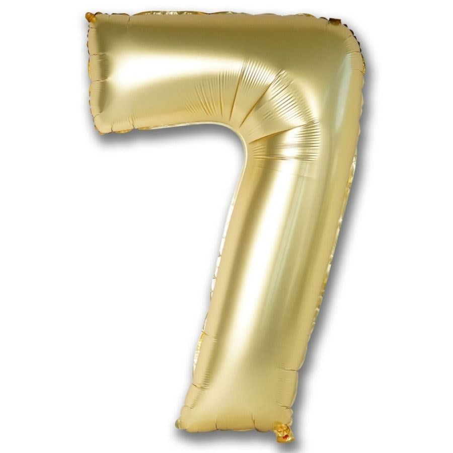 Gold number 7 balloon on a white background