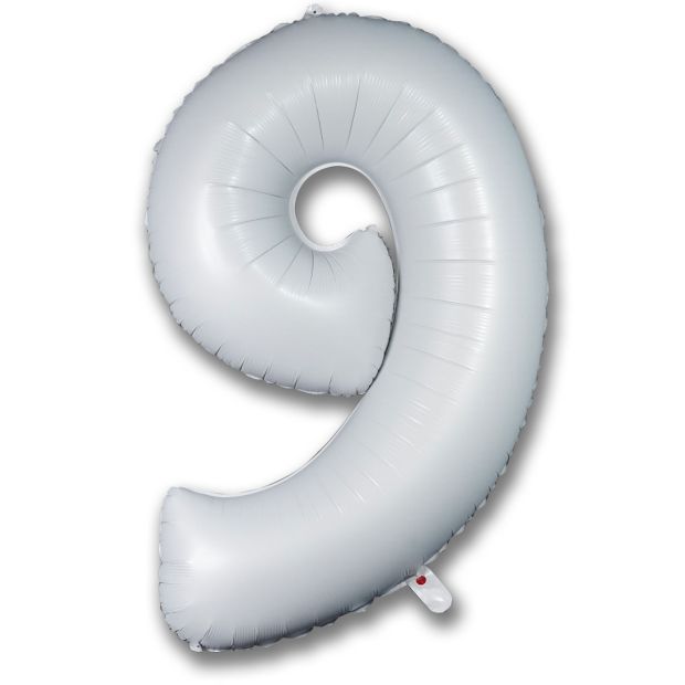 40" (102cm) Satin White Foil Number Balloon 9