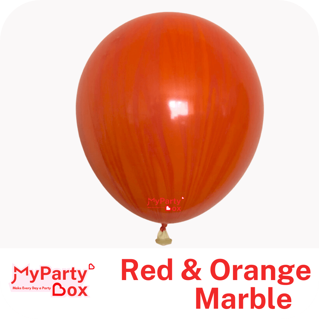 11" (28cm) Red & Orange Marble Latex Balloon