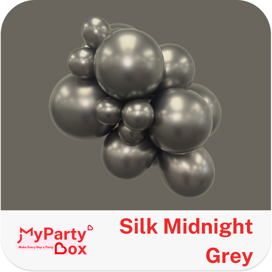 Sempertex Silk Midnight Grey Latex Balloon Cluster