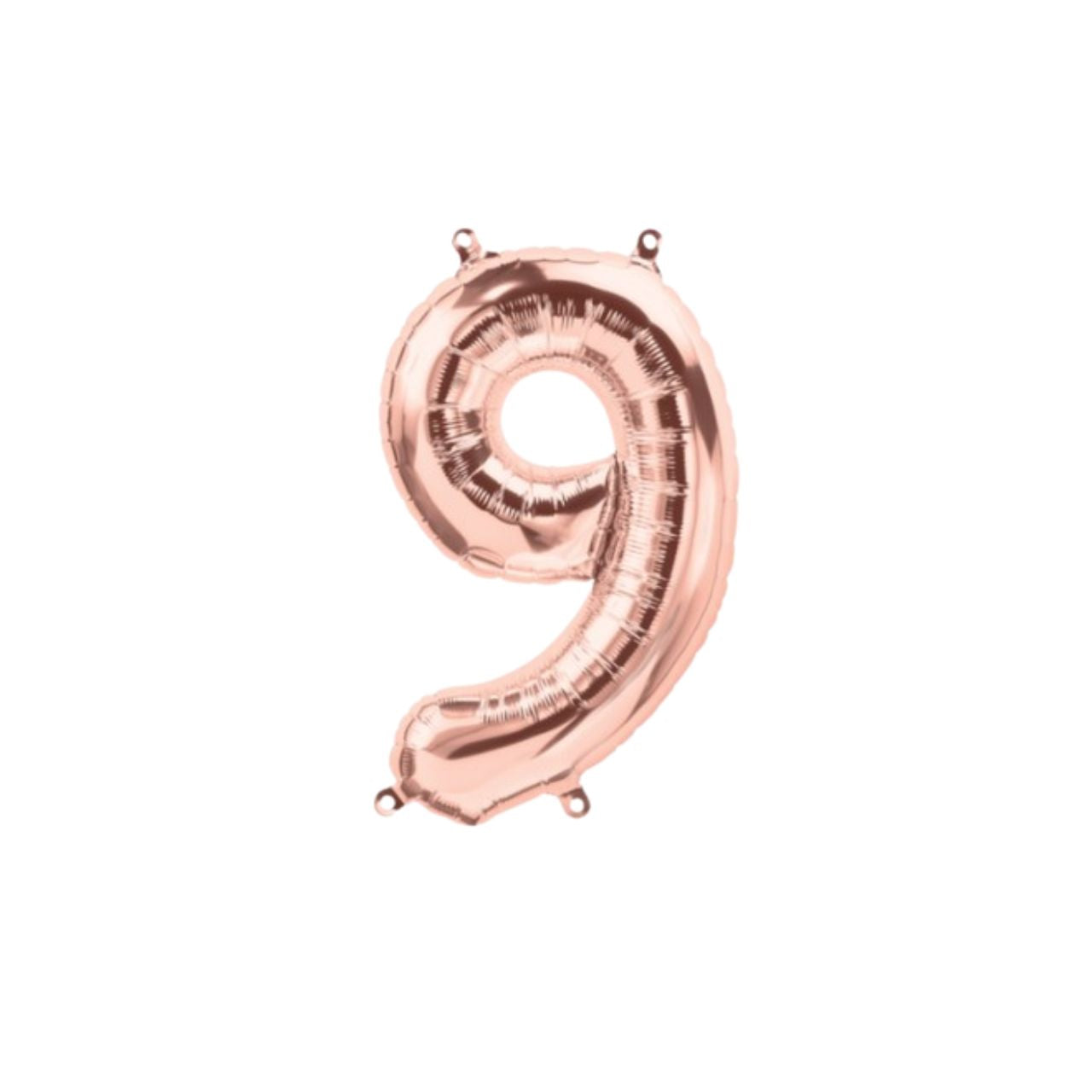 16" (41cm) Rose Gold Foil Number Balloon - 9 (Air-Fill)
