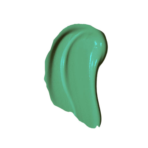 Green paint smear on white background.