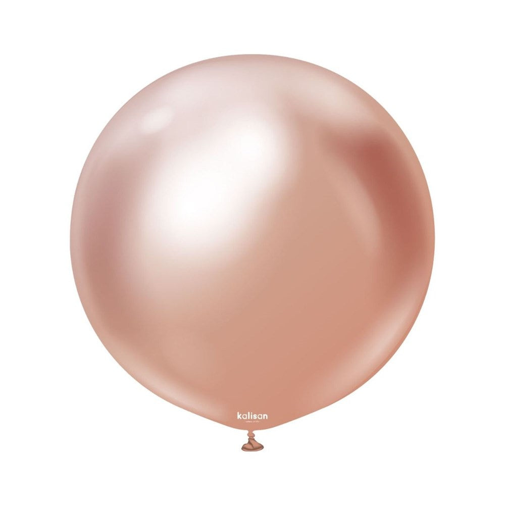 Rose gold balloon with 'kallisan' branding on a white background