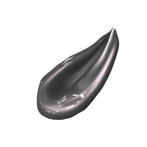 Shiny, dark gray gel smear on white background.