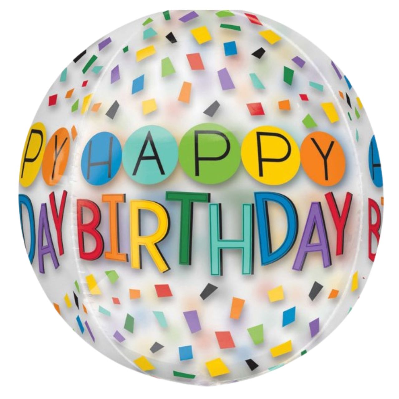 Happy Birthday Rainbow Clear Orbz Balloon