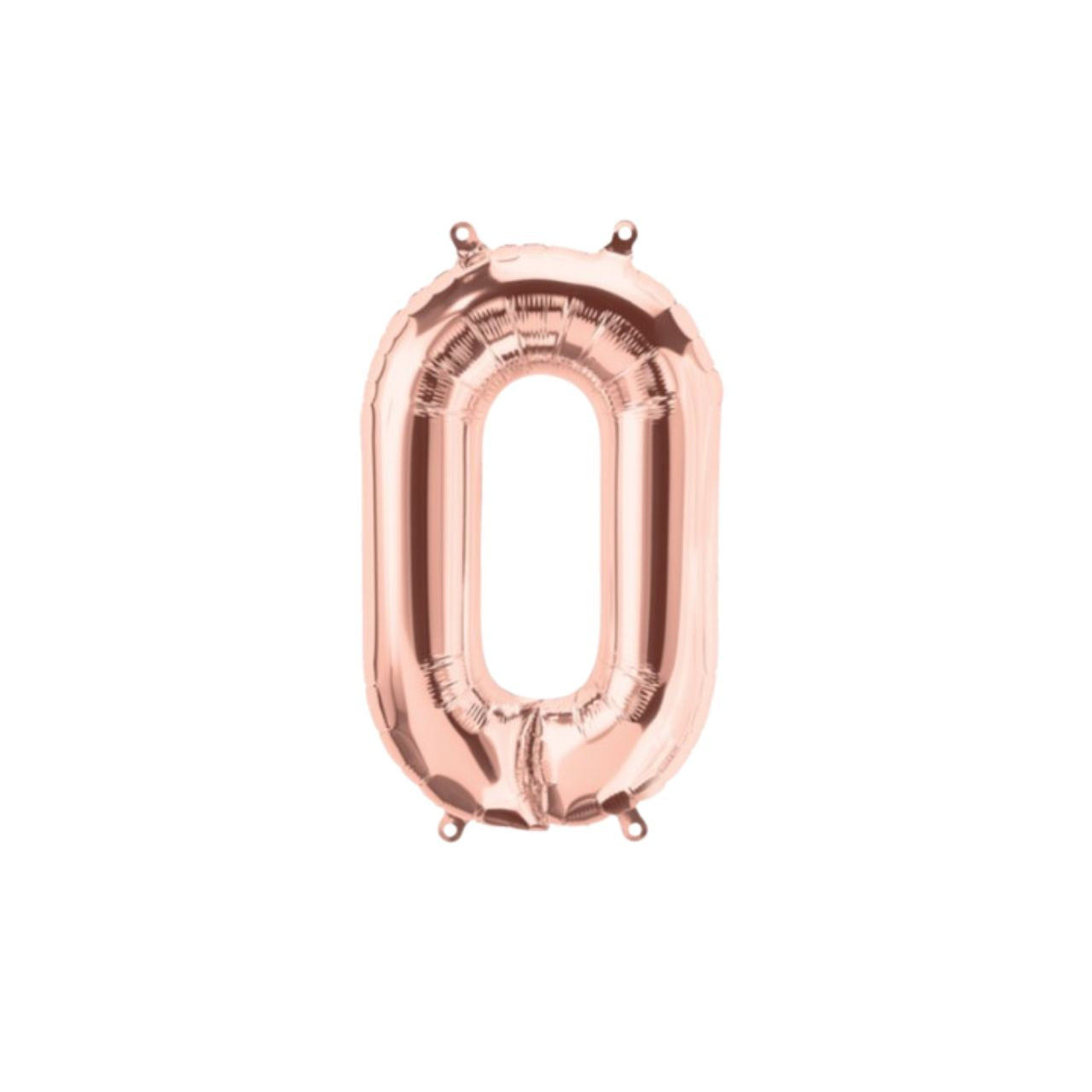 16" (41cm) Rose Gold Foil Number Balloon - 0 (Air-Fill)