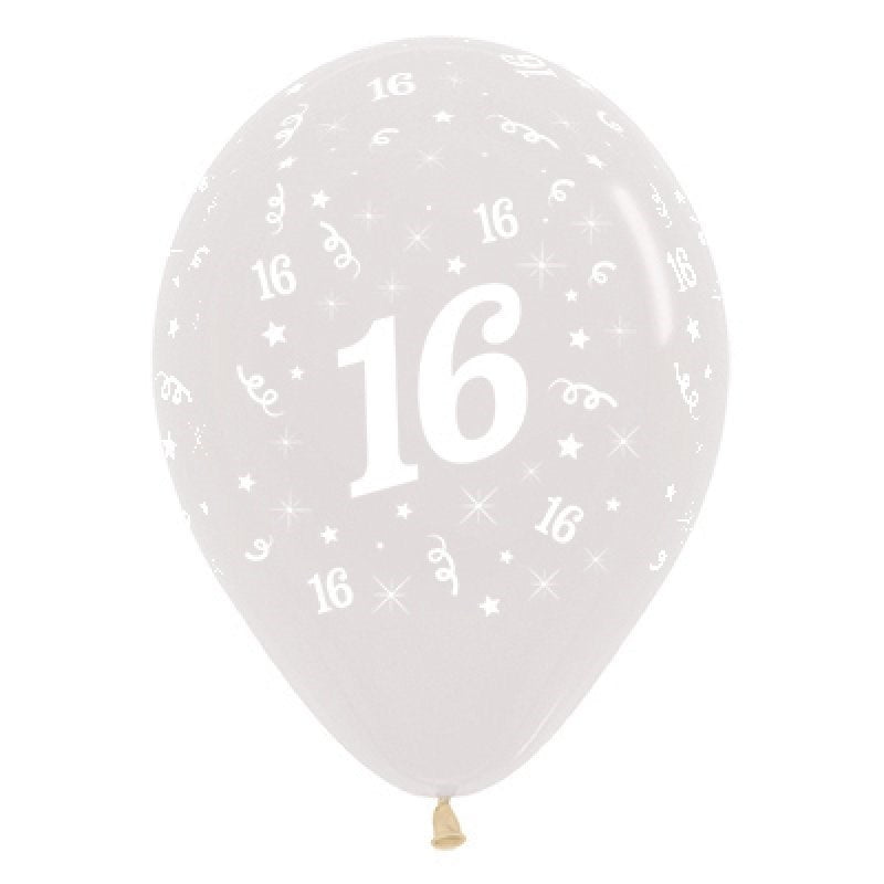 12" (30cm) Age 16 Crystal Clear Regular Latex Balloon