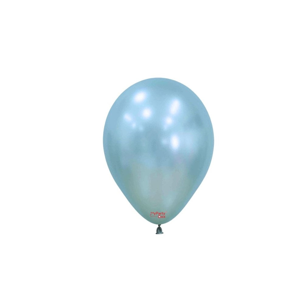 Single light blue balloon on a white background