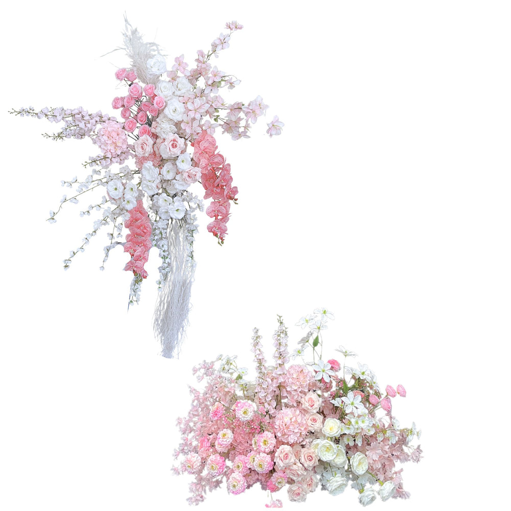 Blushing Elegance - Soft Pink & White Floral Arrangement Bundle