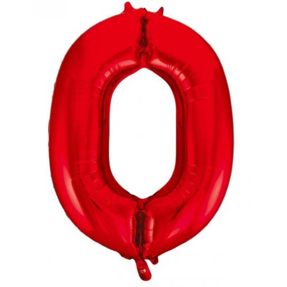 Red number 0 balloon on a white background