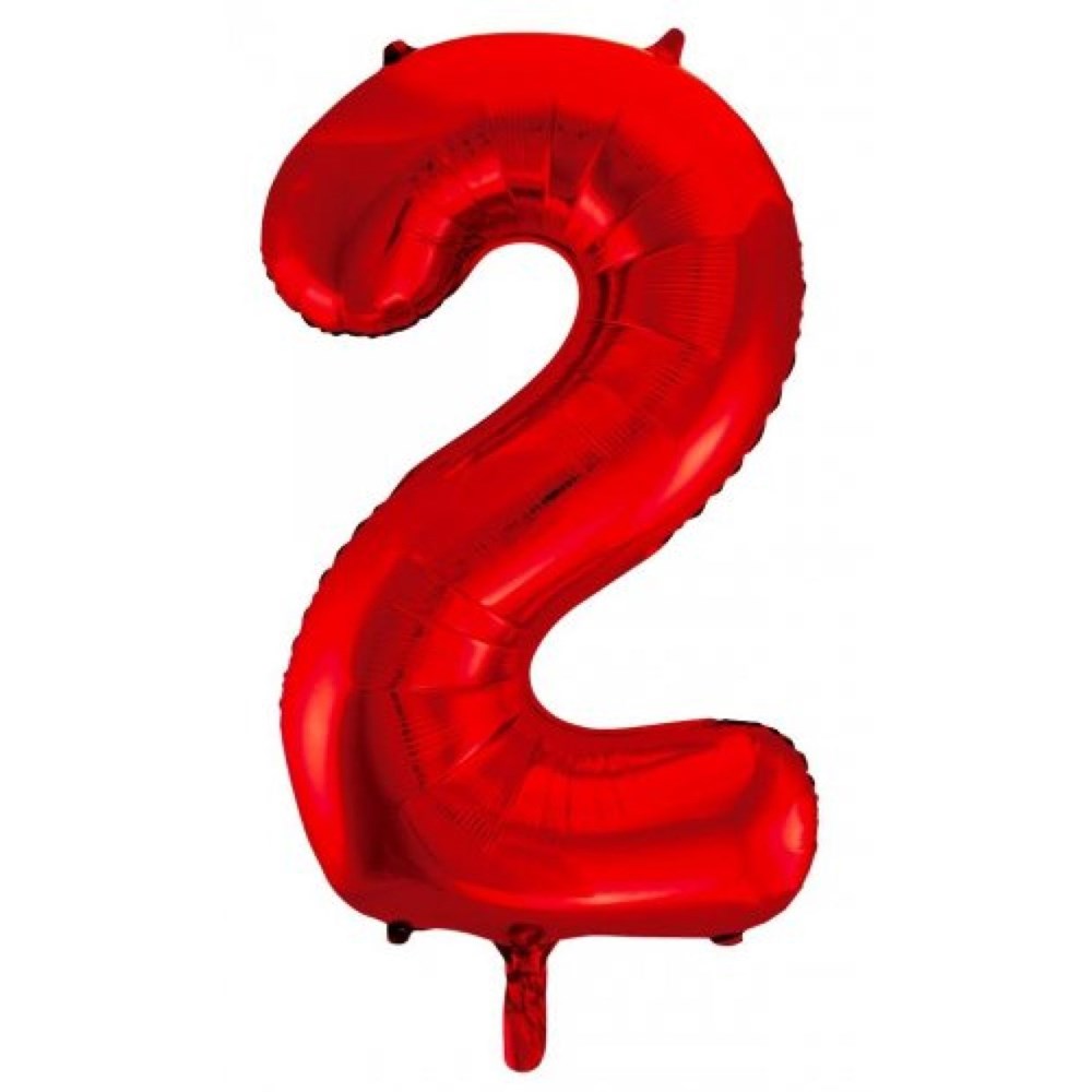 Red number 2 balloon on a white background