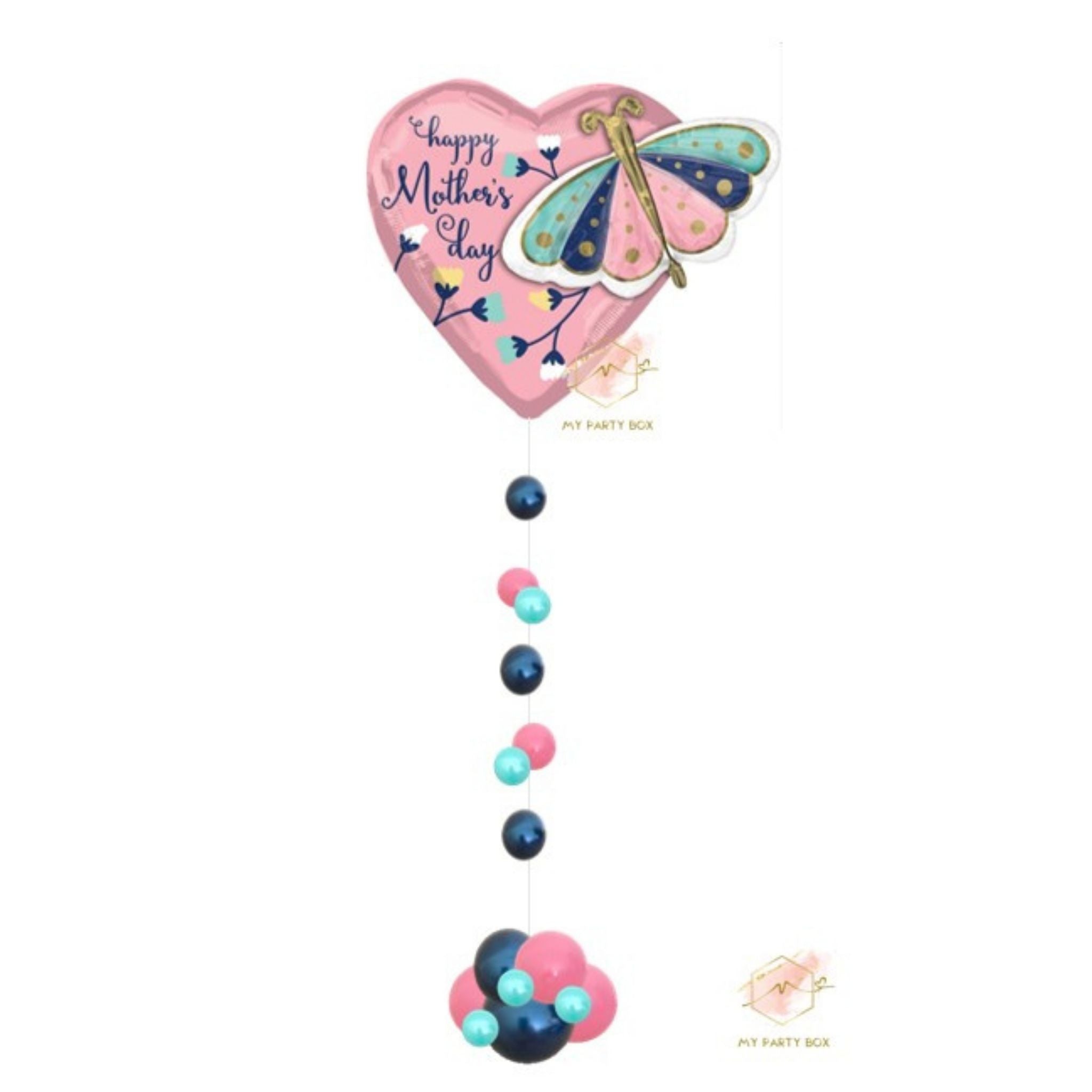 My Party Box Butterfly and Heart  Mother's Day Balloon Bouquet