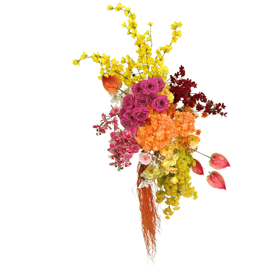 Fiesta Flora – Bright Pink, Yellow & Orange Hanging Floral Arrangement