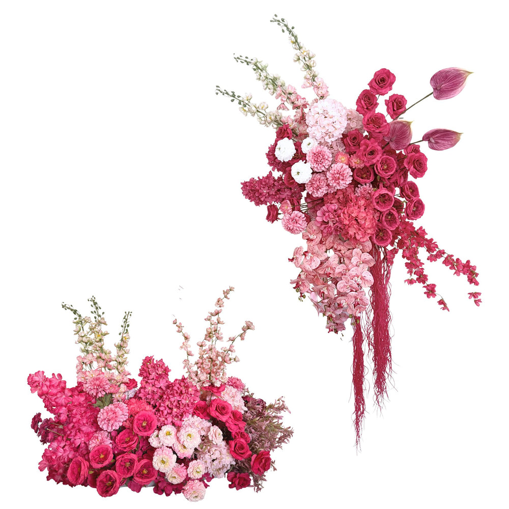 Berry Blush – Deep Pink & Rosé Floral Arrangement Combo