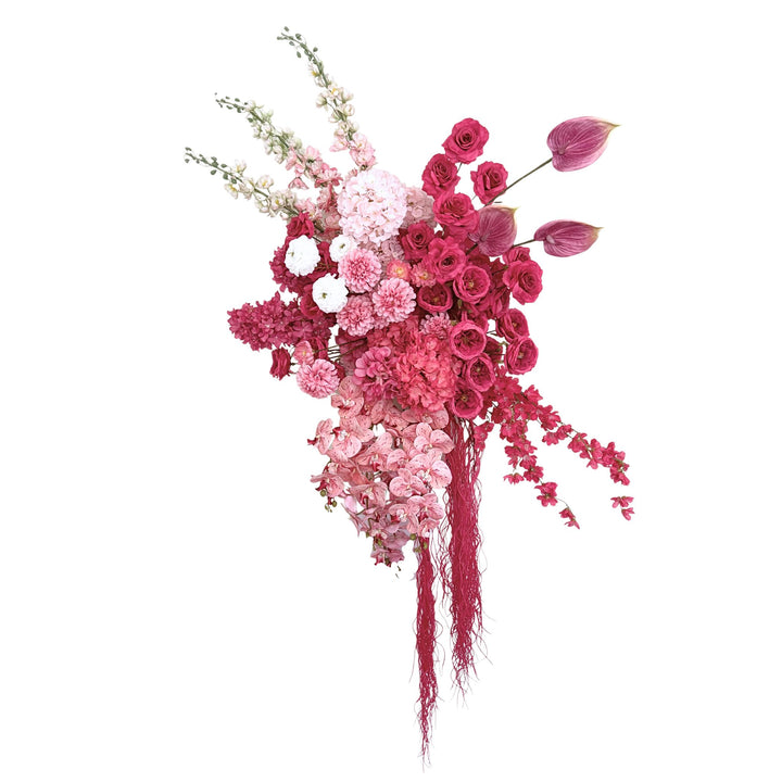 Berry Blush – Deep Pink & Rosé Hanging Floral Arrangement