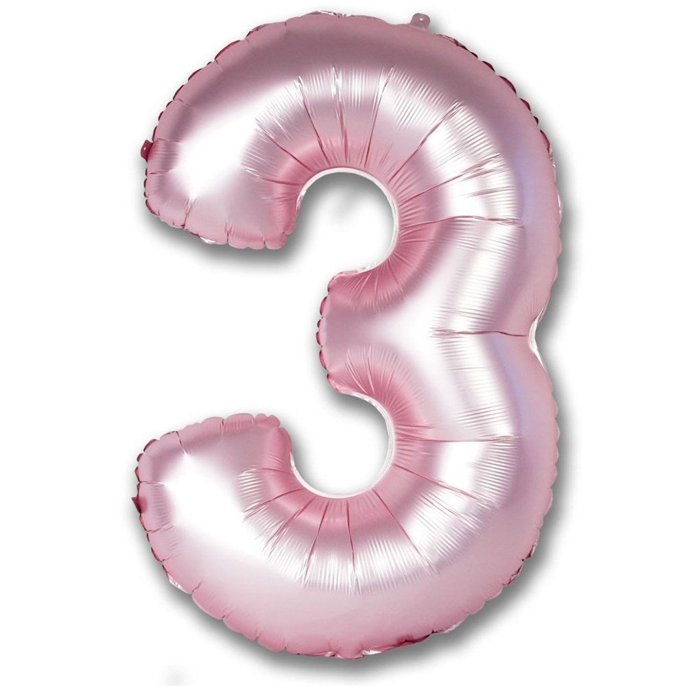 Chrome Light Pink Helium Foil Number Balloon 3