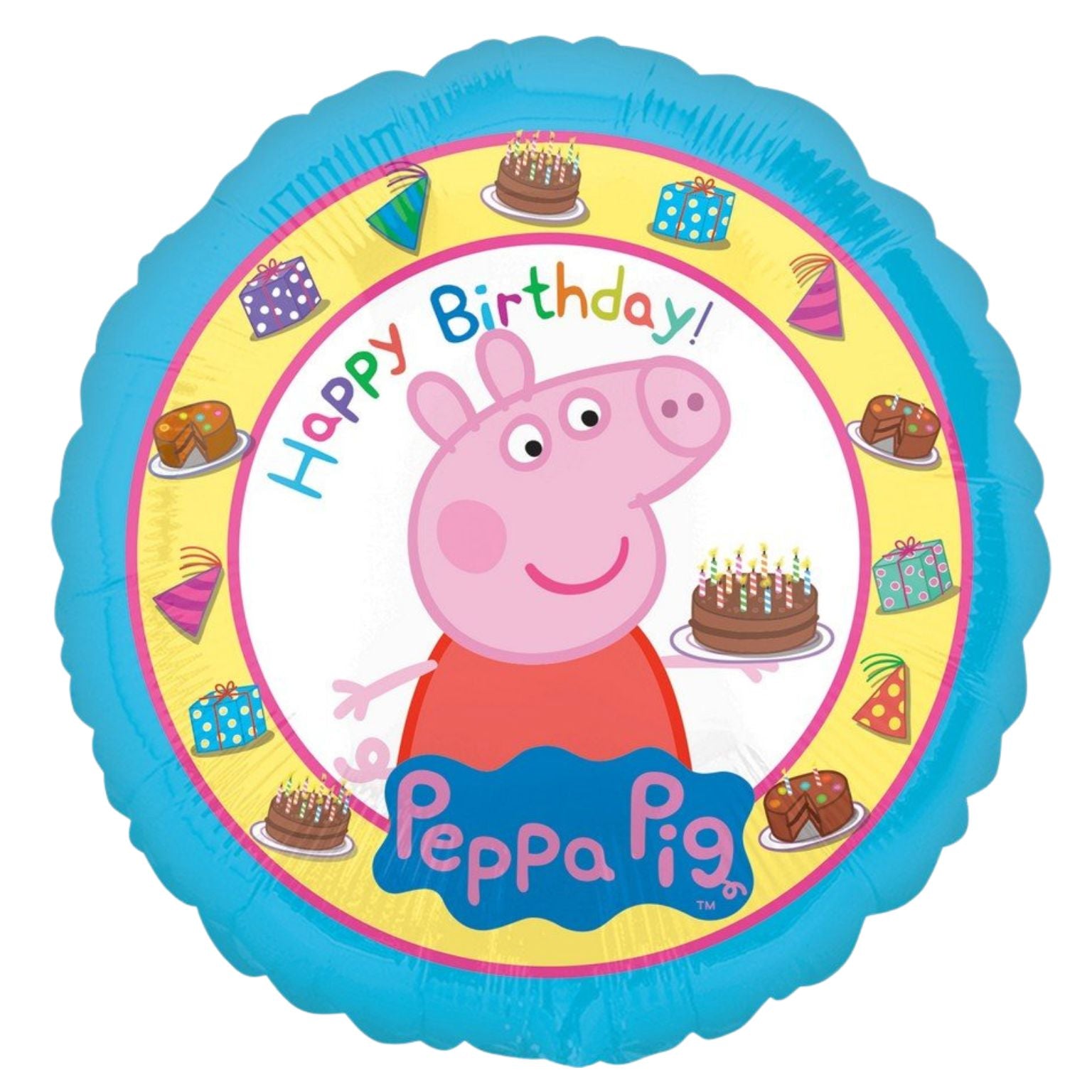 Anagram Peppa Pig Happy Birthday Round Foil Balloon Blue