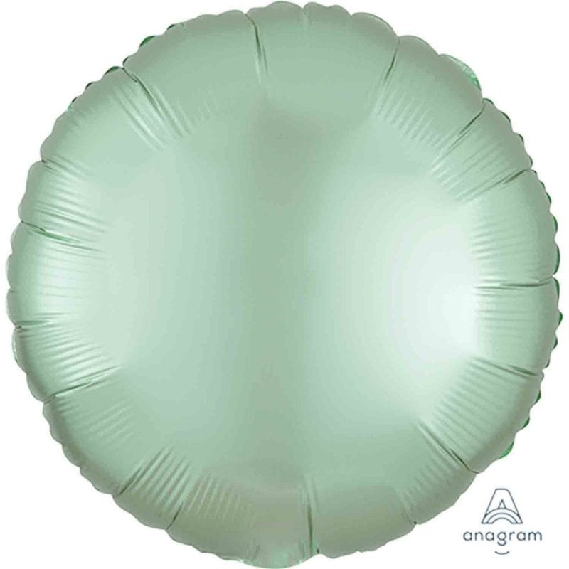 A light mint green metallic foil balloon with a scalloped edge, shown against a plain white background with an 'anagram' brand logo in the bottom right corner.