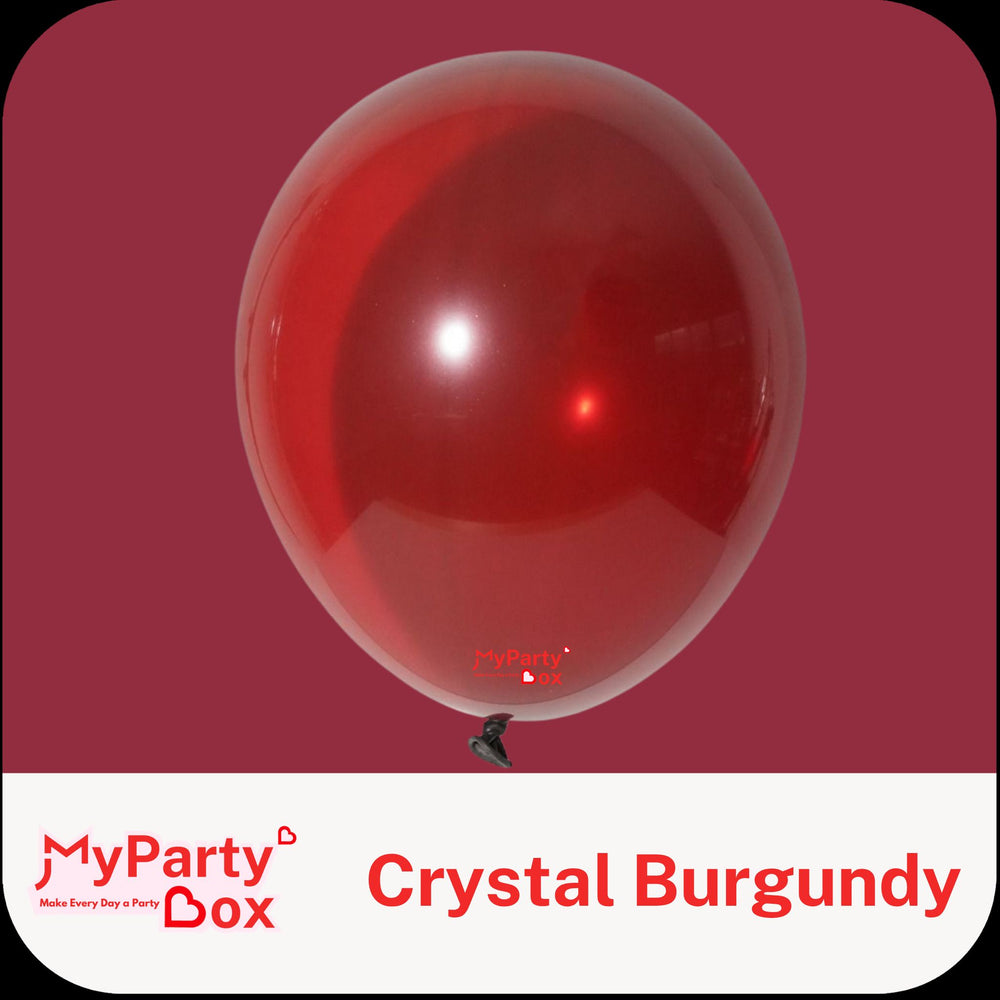 Red balloon with 'MyPartyBox' branding on a red background