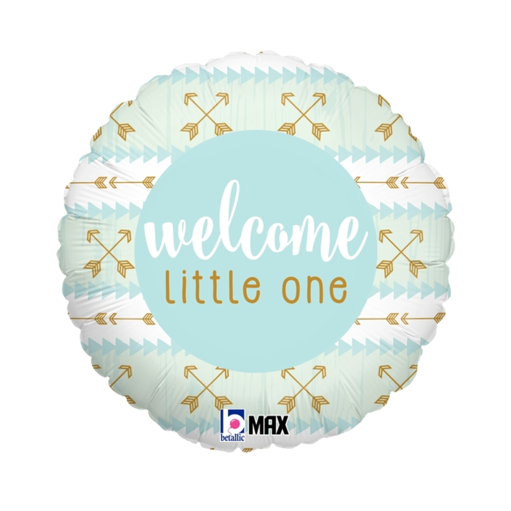 Welcome Little One Blue Foil Round Balloon