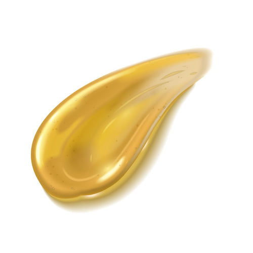 Golden liquid smear on white background.