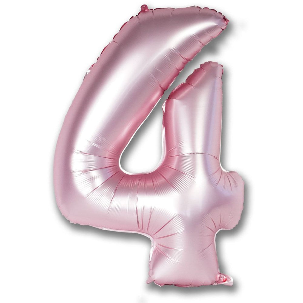 Chrome Light Pink Helium Foil Number Balloon 4