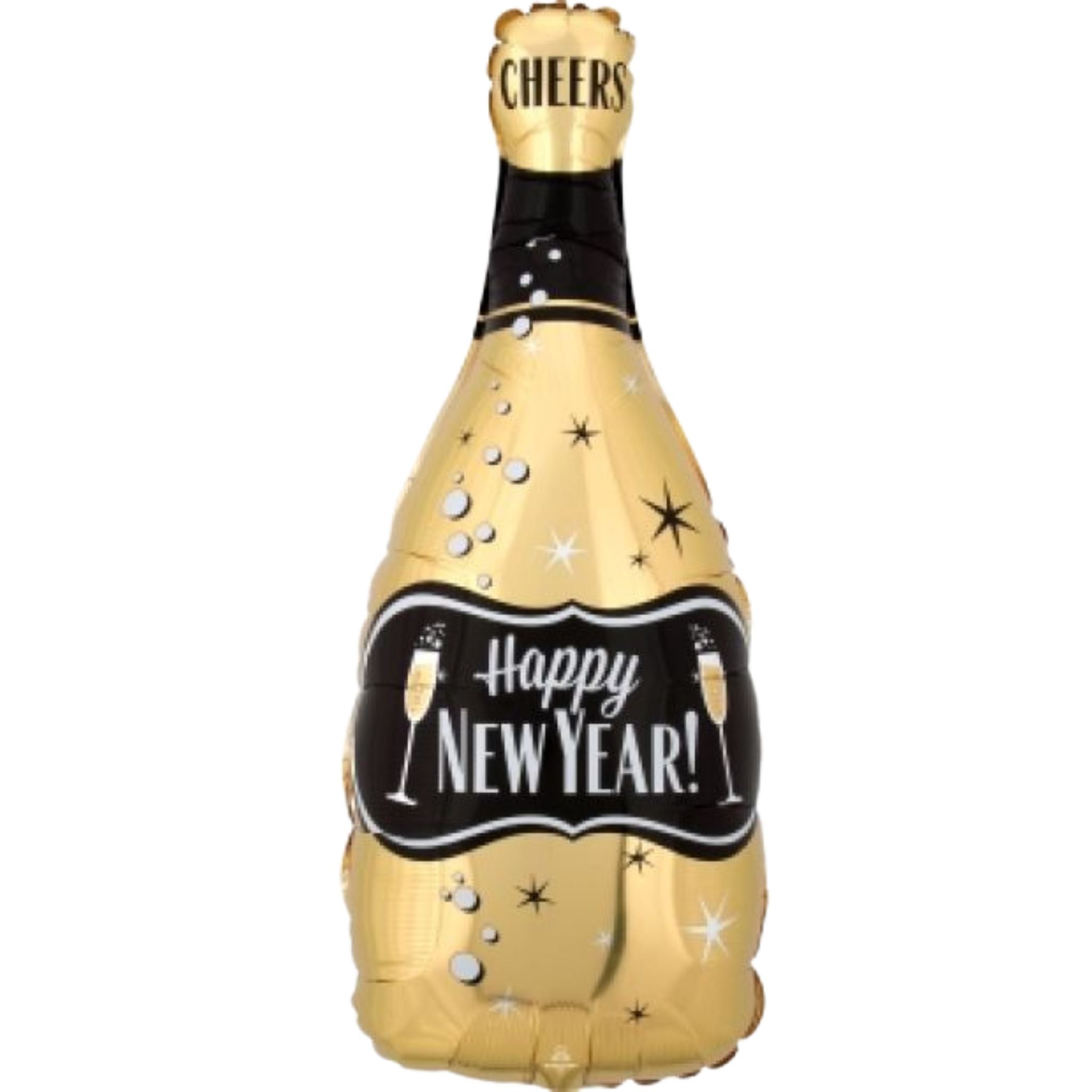 Anagram Gold and Black Bubbly Bottle Foil Balloon