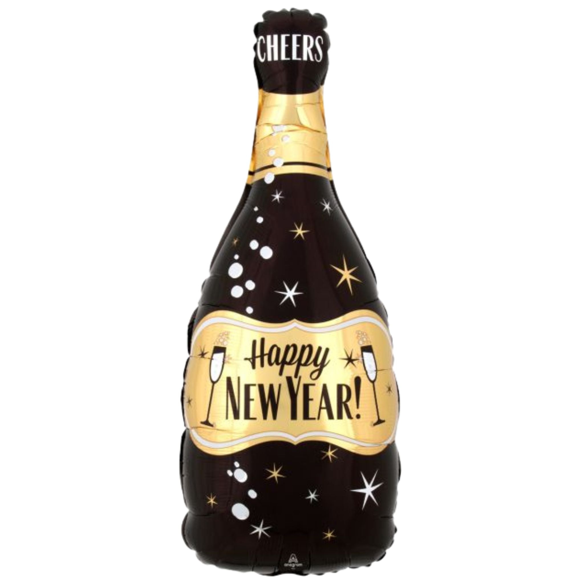 Anagram Gold and Black Bubbly Bottle Foil Balloon