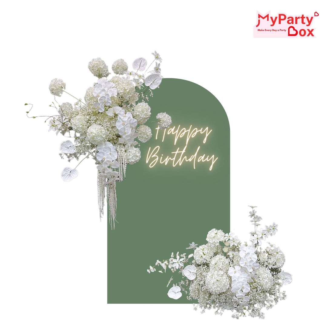 Pastel Pink Backdrop & Soft Pink Floral Arrangement Bundle