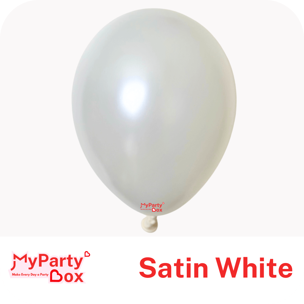 12" (30cm) Satin White Regular Latex Balloon