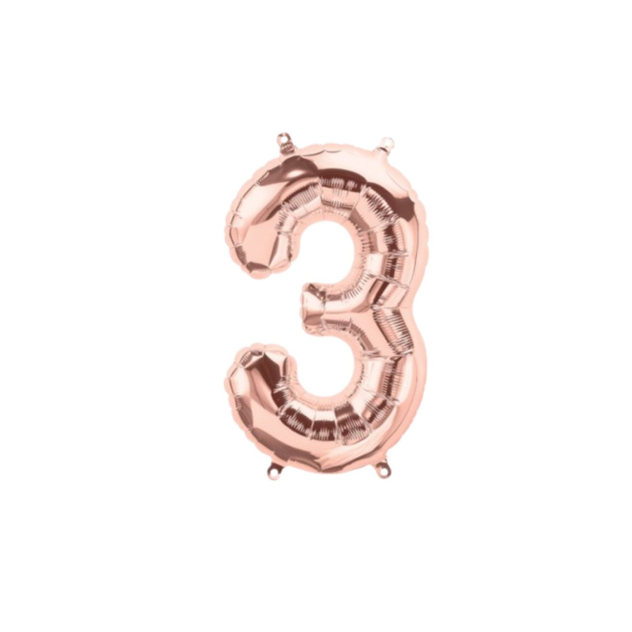 16" (41cm) Rose Gold Foil Number Balloon - 3 (Air-Fill)