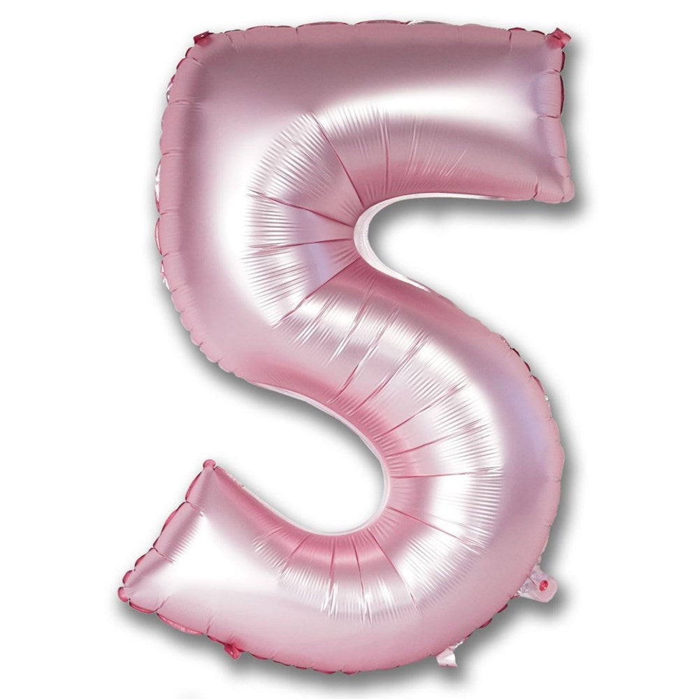 Chrome Light Pink Helium Foil Number Balloon 5