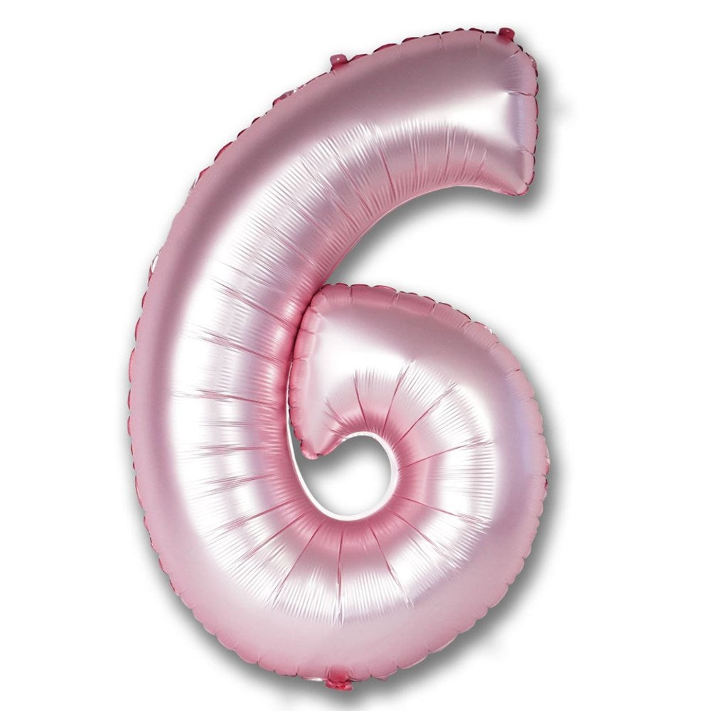 Chrome Light Pink Helium Foil Number Balloon 6