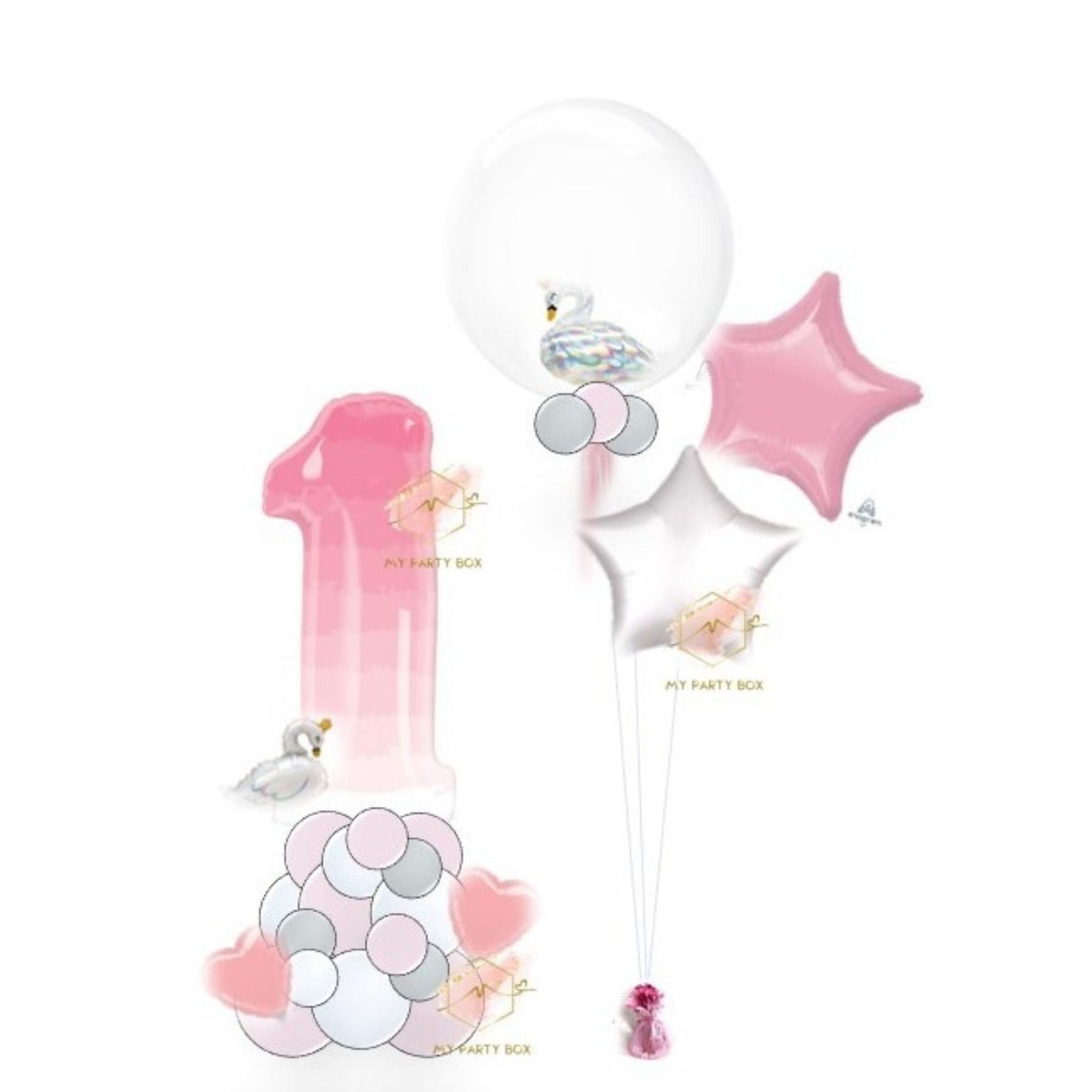 My Party Box Pink Swan Balloon Bouquet