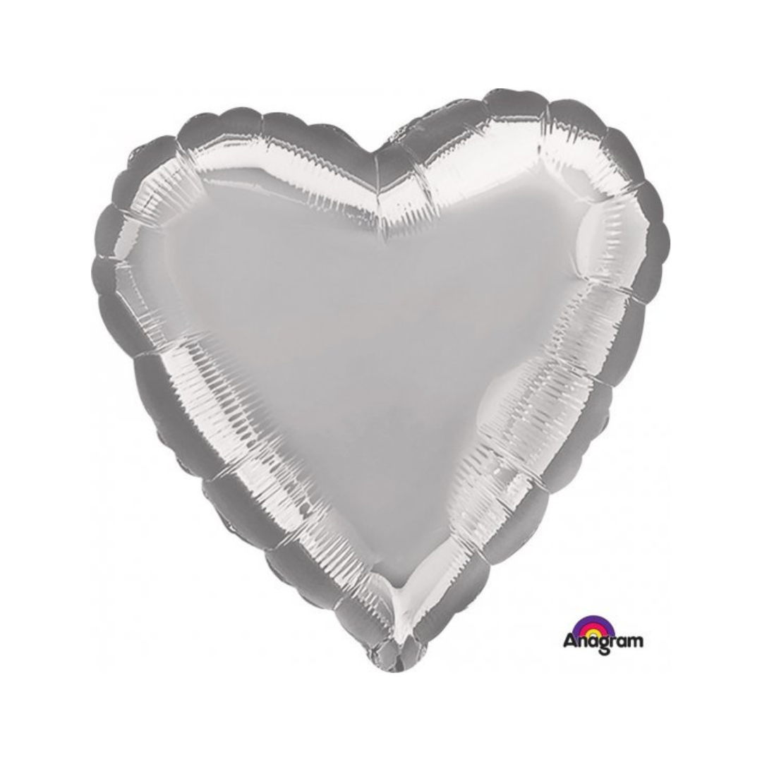 Metallic Silver Heart Foil Balloon