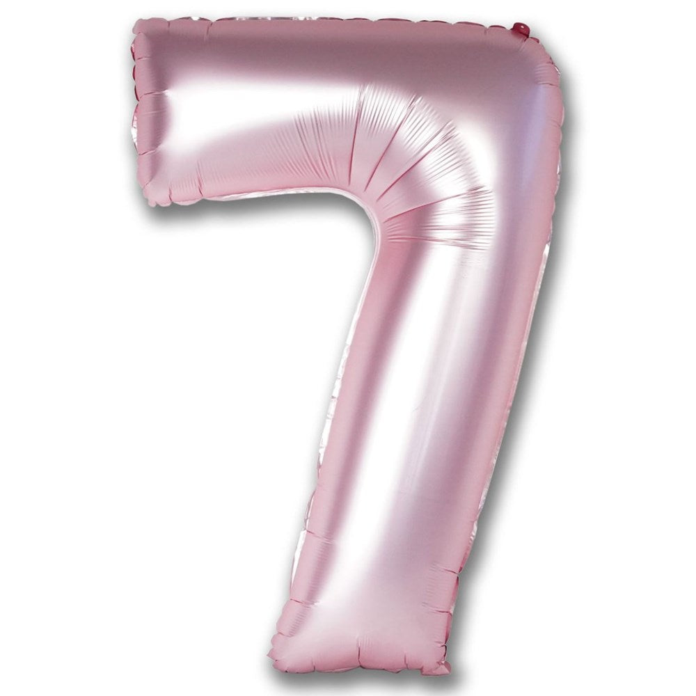 40" (102cm) Chrome Light Pink Foil Number Balloon 7 l Helium Balloon ...