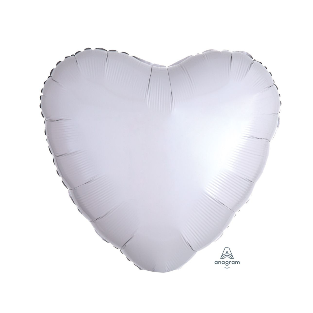Metallic White Heart Foil Balloon
