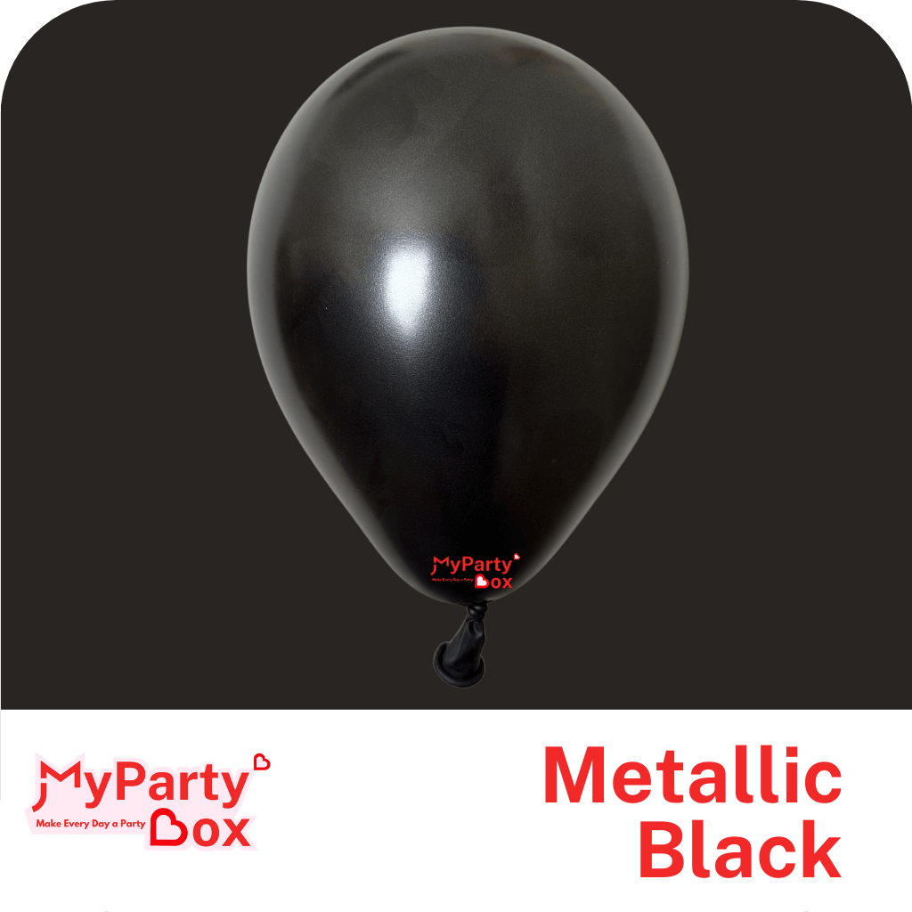 5" (12cm) Metallic Black Regular Latex Balloon