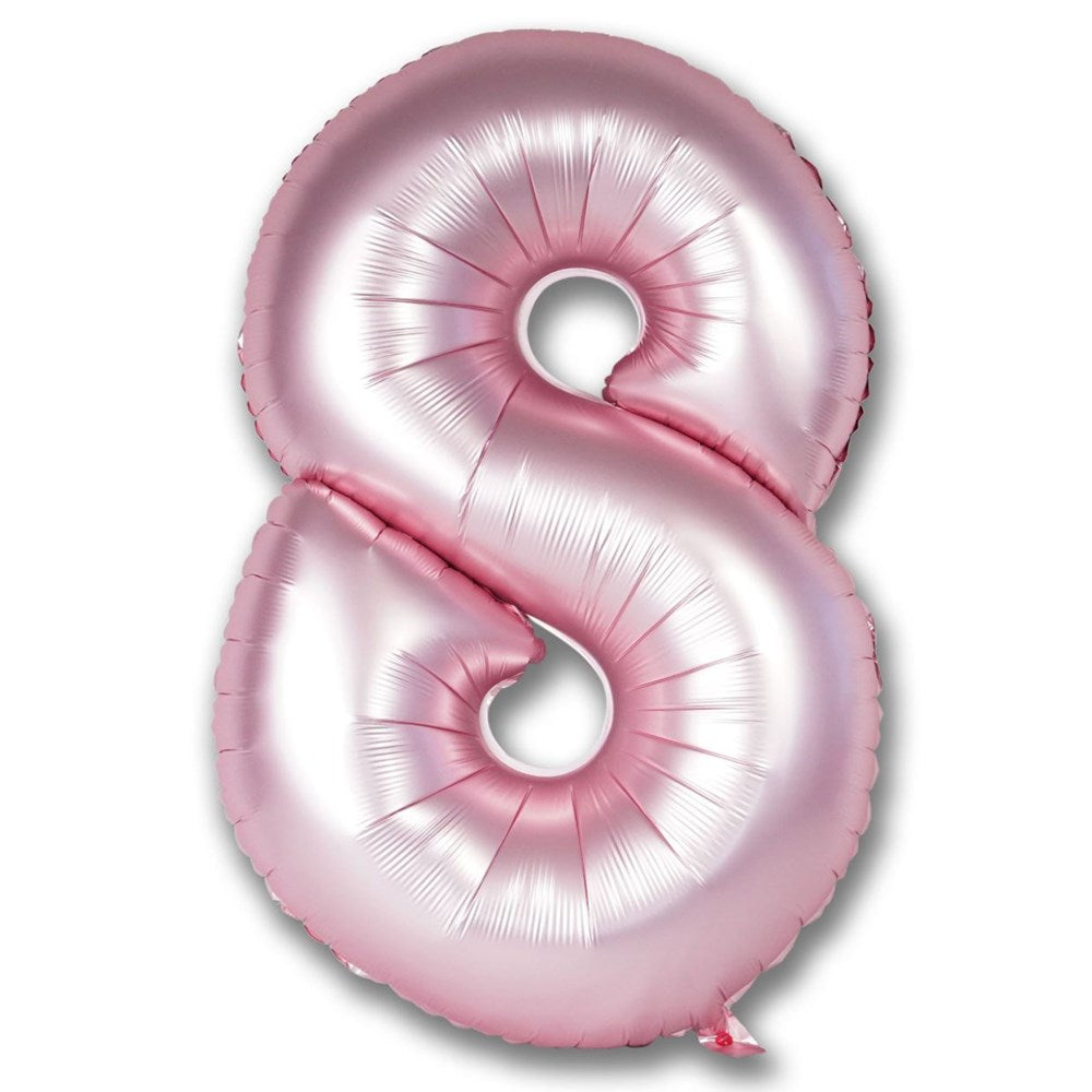 Chrome Light Pink Helium Foil Number Balloon 8