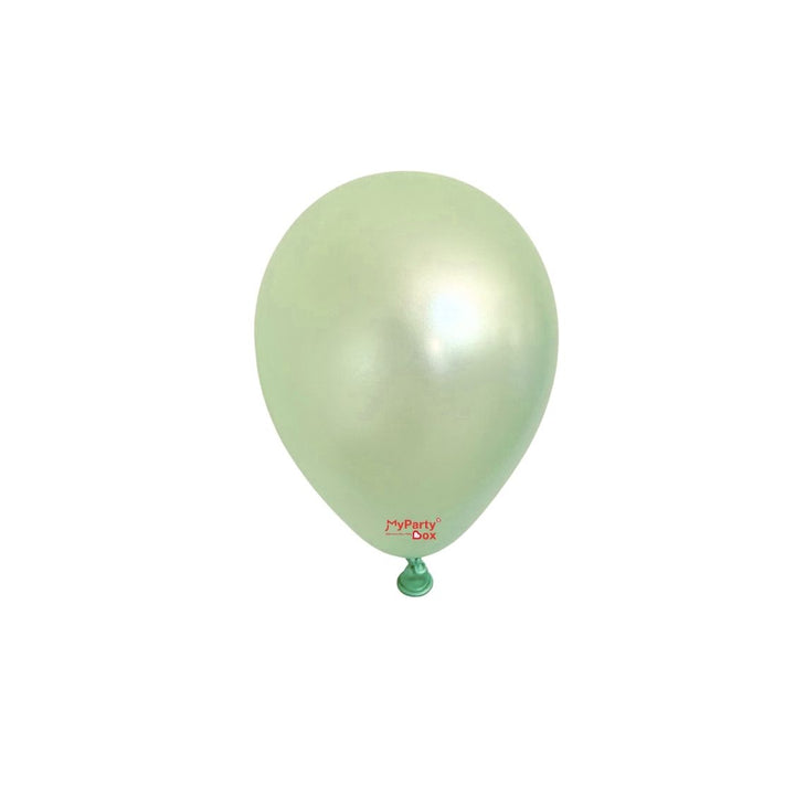 Light green latex balloon with a tied knot.
