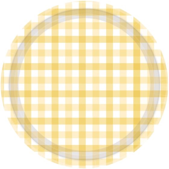 Pastel Yellow Gingham Plates 23cm ( PK8)