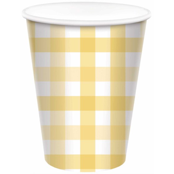 Pastel Yellow Gingham Paper Cup (PK8)