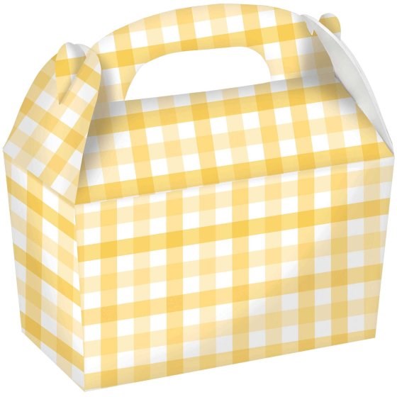 Pastel Yellow Gingham Paper Treat Box (PK4)