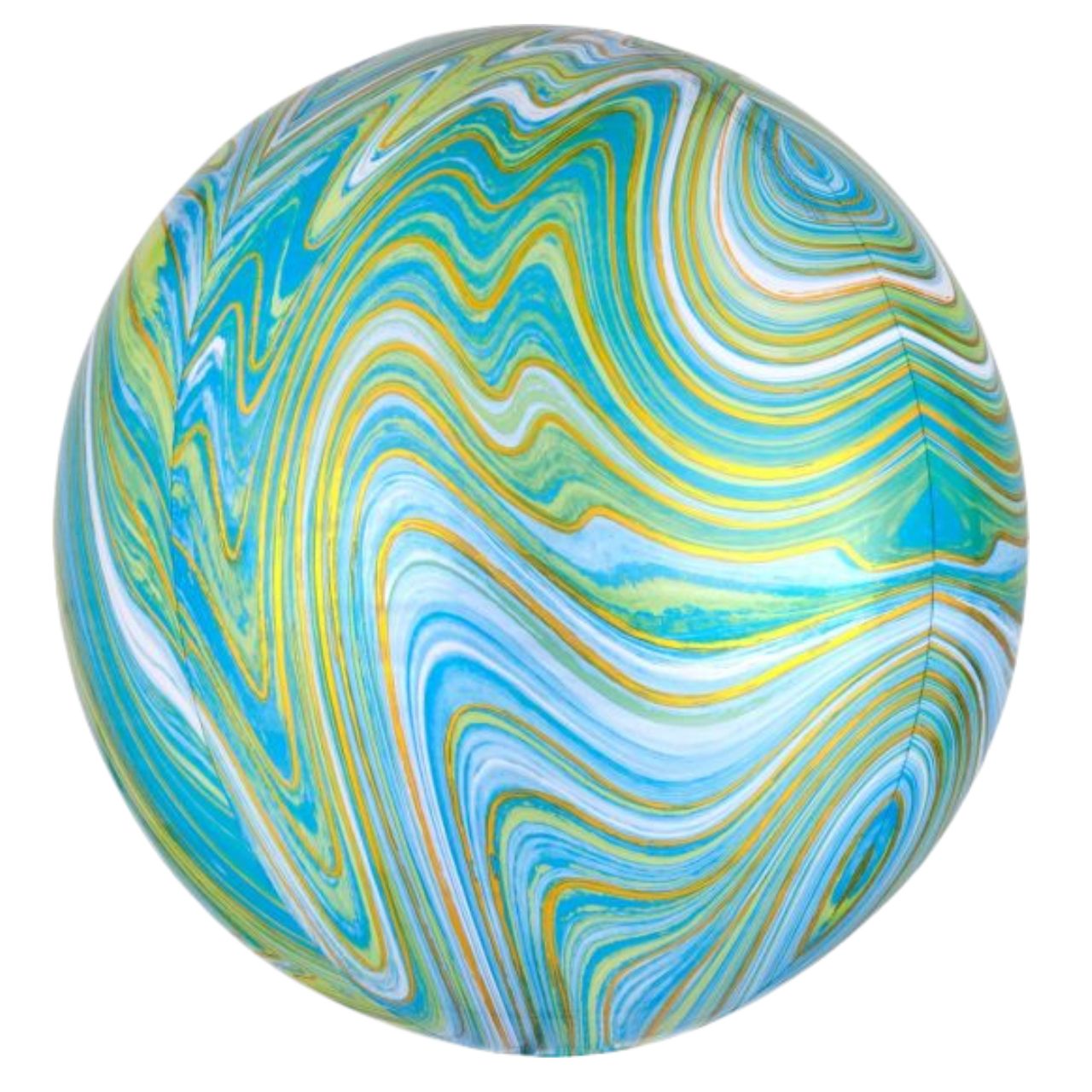 Marble Blue and Green Orbz Foil Balloon