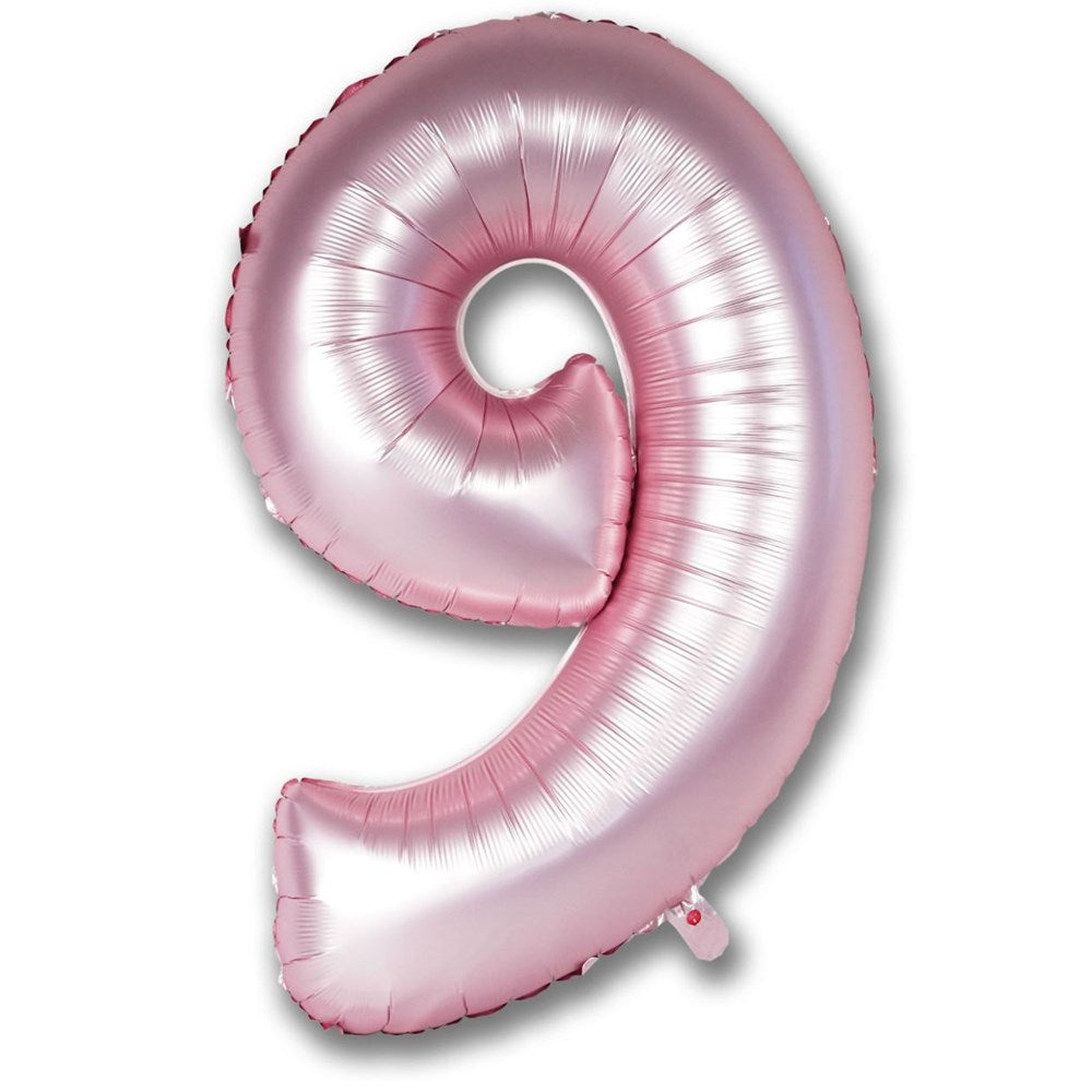 Chrome Light Pink Helium Foil Number Balloon 9