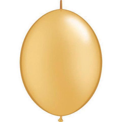 6Qualatex 6" 15cm Metallic Gold  Mini Quicklink Latex Balloon