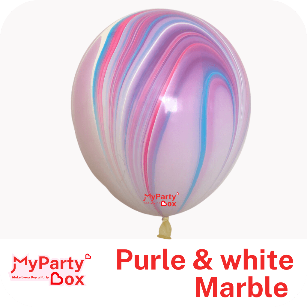 11" (28cm) Purple and White Marble Latex Balloon